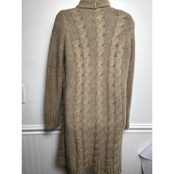 Elsamanda Italy Sweater Open Cardigan Small Brown Loose Cable Knit Soft Long - Picture 4 of 10